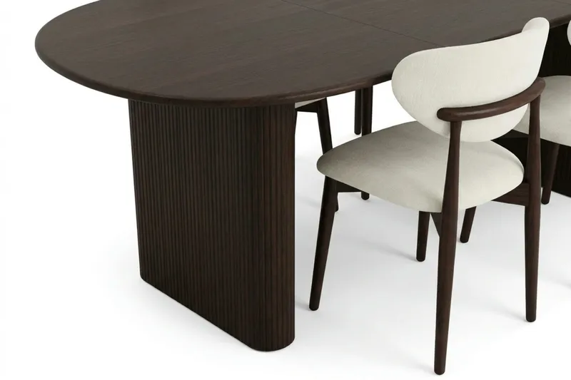 Noira spisegruppe uttrekkbar 160-220 cm røkt eik med 6 Molly spisestoler - Røkt eik - Møbler - Bord - Spisegruppe
