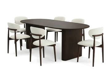 Noira spisegruppe uttrekkbar 160-220 cm røkt eik med 6 Molly spisestoler - Røkt eik - Møbler - Bord - Spisegruppe