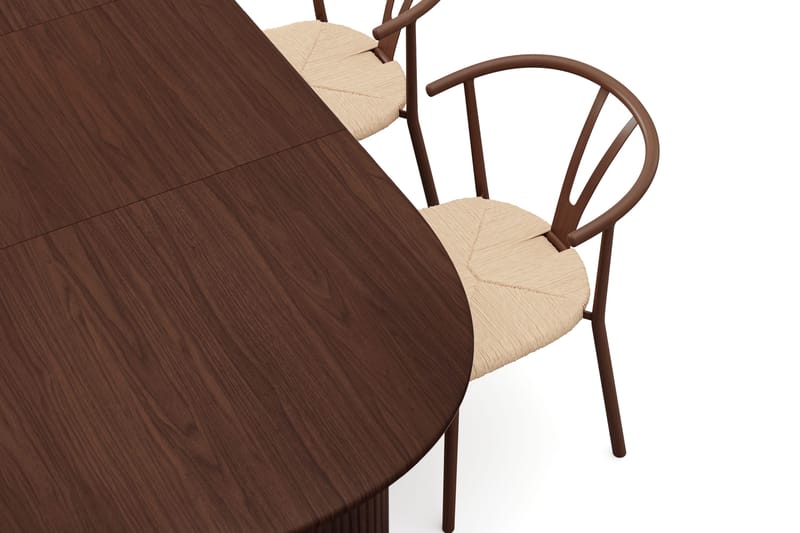 Noira spisegruppe uttrekkbar 160-220 cm valnøtt med 6 Elysia spisestoler - Valnøtt - Møbler - Bord - Spisegruppe