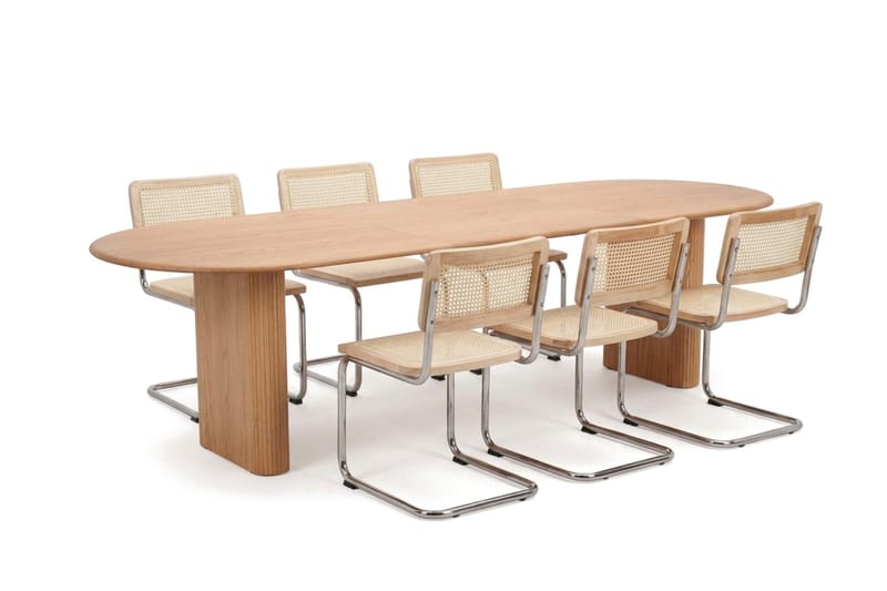Noira spisegruppe uttrekkbar 220–320 cm eik med 6 Build spisestoler - Eik - Møbler - Bord - Spisegruppe