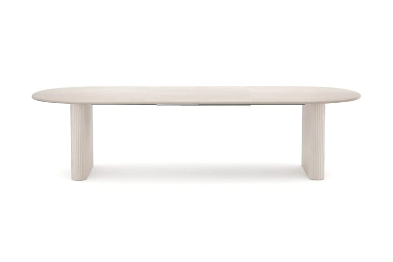 Noira spisegruppe uttrekkbar 220–320 cm hvitlasert med 8 Sawako spisestoler - Hvitlasert - Møbler - Bord - Spisegruppe