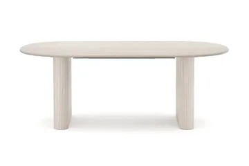 Noira spisegruppe uttrekkbar 220–320 cm hvitlasert med 8 Sawako spisestoler - Hvitlasert - Møbler - Bord - Spisegruppe