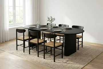 Noira spisegruppe uttrekkbar 220–320 cm svart med 6 Malte spisestoler - Møbler - Bord - Spisegruppe