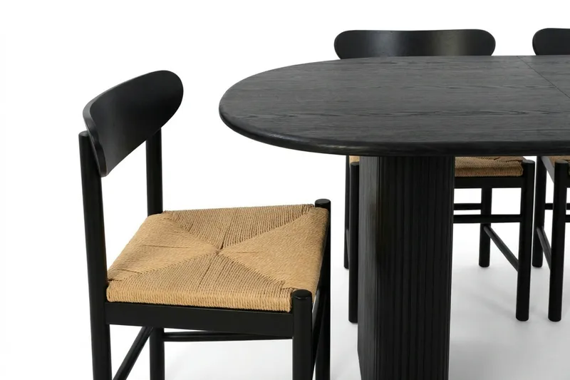 Noira spisegruppe uttrekkbar 220–320 cm svart med 6 Malte spisestoler - Møbler - Bord - Spisegruppe