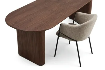 Noira spisegruppe uttrekkbar 220–320 cm valnøtt med 6 Filip spisestoler - Valnøtt - Møbler - Bord - Spisegruppe
