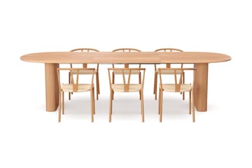 Noira spisegruppe uttrekkbar 220-320 cm eik med 6 Elysia spisestoler - Eik - Møbler - Bord - Spisegruppe