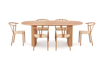 Noira spisegruppe uttrekkbar 220-320 cm eik med 6 Elysia spisestoler - Eik - Møbler - Bord - Spisegruppe