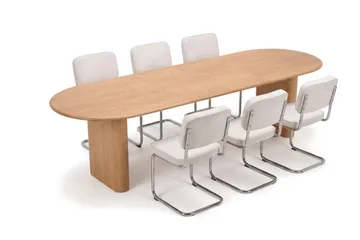 Noira Spisegruppe uttrekkbar 220-320 cm Eik med 6 Milva Spisestoler - Eik - Møbler - Bord - Spisegruppe