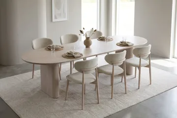 Noira spisegruppe uttrekkbar 220-320 cm hvitlasert med 6 Molly spisestoler - Hvitlasert - Møbler - Bord - Spisegruppe