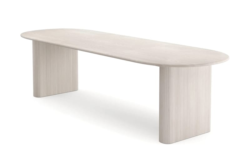 Noira spisegruppe uttrekkbar 220-320 cm hvitlasert med 6 Molly spisestoler - Hvitlasert - Møbler - Bord - Spisegruppe