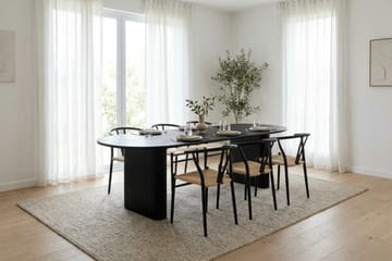 Noira spisegruppe uttrekkbar 220-320 cm svart med 6 Elysia spisestoler - Svartbeiset eik - Møbler - Bord - Spisegruppe