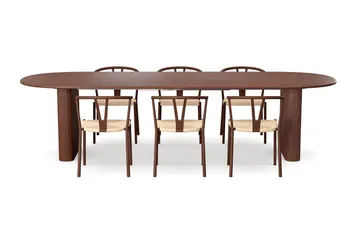 Noira spisegruppe uttrekkbar 220-320 cm valnøtt med 6 Elysia spisestoler - Valnøtt - Møbler - Bord - Spisegruppe