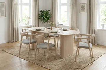 Noira uttrekkbart spisebord 160/220x100cm - Hvitlasert - Møbler - Bord - Spisebord & kjøkkenbord