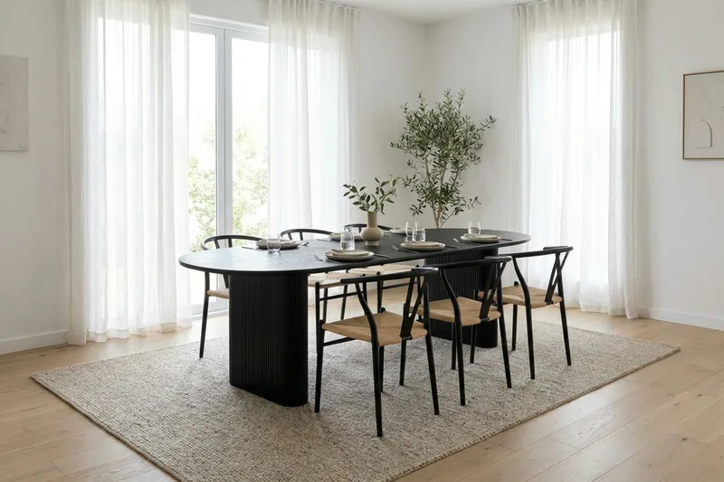 Noira uttrekkbart spisebord 220/320x100cm - Svart - Møbler - Bord - Spisebord & kjøkkenbord