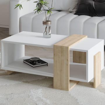 Norell Sofabord 90x40x49 cm - Hvit og safireik - Møbler - Bord - Sofabord & salongbord