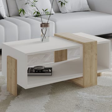 Norell Sofabord 90x40x49 cm - Hvit og safireik - Møbler - Bord - Sofabord & salongbord