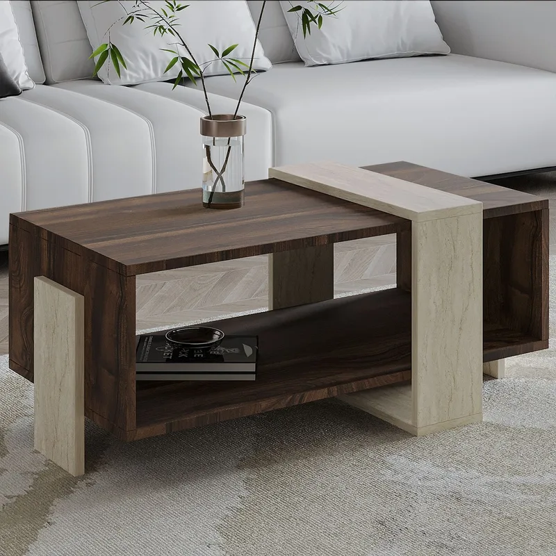 Norell Sofabord 90x40x49 cm - Travertine Walnut - Møbler - Bord - Sofabord & salongbord