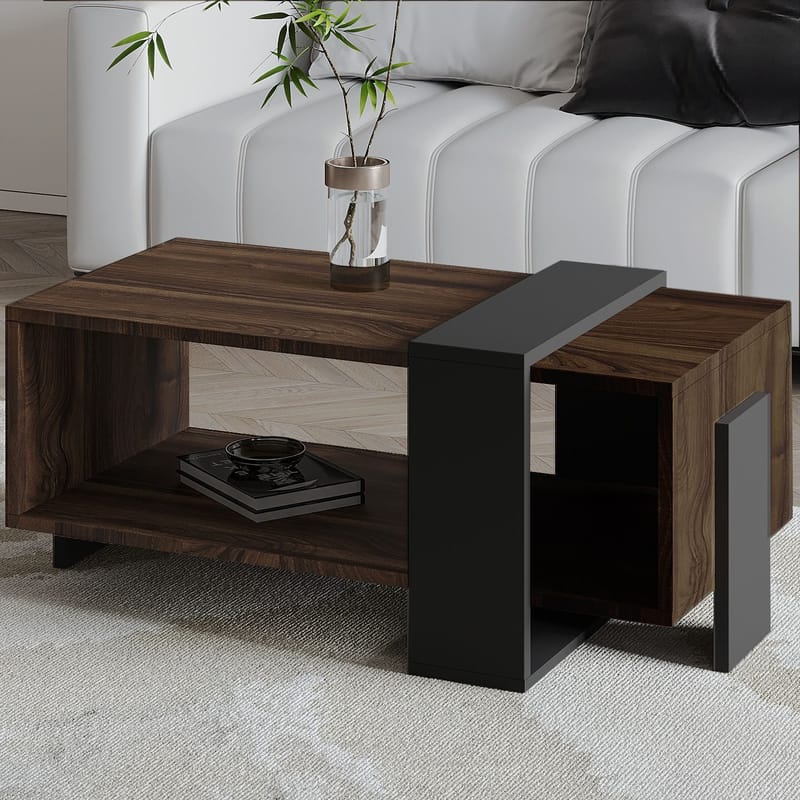 Norell Sofabord 90x40x49 cm - Valnøtt og antrasitt - Møbler - Bord - Sofabord & salongbord