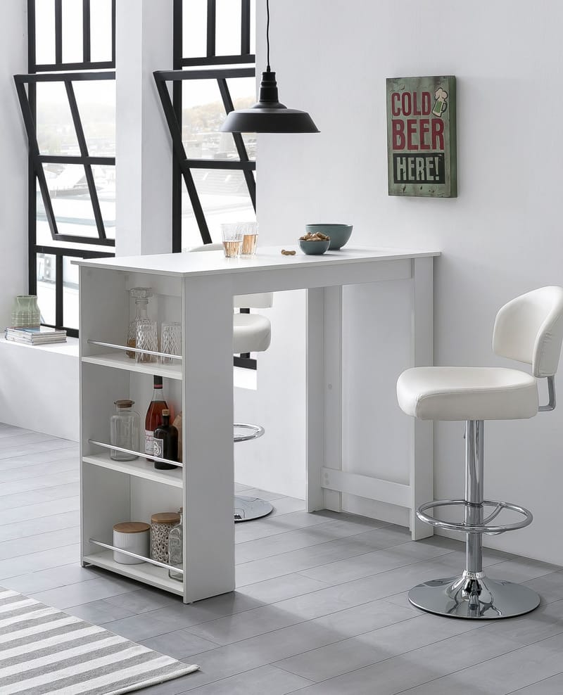 Norova Barbord 120 cm - Hvit og sølvfarget - Møbler - Bord - Barbord & ståbord