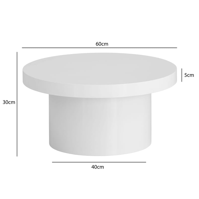Norvasen sofabord 60 cm rundt - Høyglanshvit - Møbler - Bord - Sofabord & salongbord