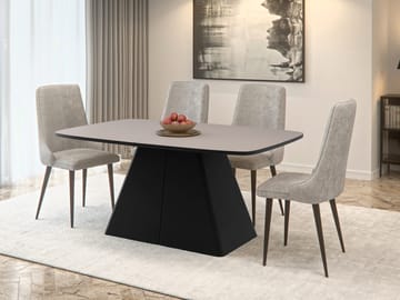 Novaj Spisebord uttrekkbart 180-256 cm - svart, beige - Møbler - Bord - Spisebord & kjøkkenbord