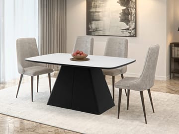 Novaj Spisebord uttrekkbart 180-256 cm - svart, hvit - Møbler - Bord - Spisebord & kjøkkenbord