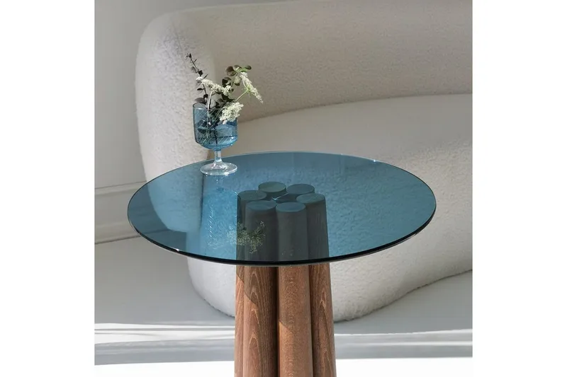 Novera Stuebord 50 cm - Valnøtt/Blå - Møbler - Bord - Sofabord & salongbord