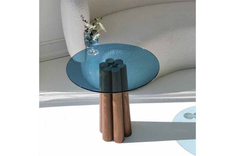 Novera Stuebord 50 cm - Valnøtt/Blå - Møbler - Bord - Sofabord & salongbord