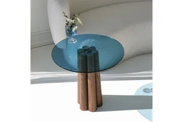 Novera Stuebord 50 cm - Valnøtt/Blå - Møbler - Bord - Sofabord & salongbord