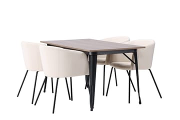 Ochovi spisebord 140 cm med 4 Berit karmstoler i fløyel med armlener - Møbler - Bord - Spisegruppe