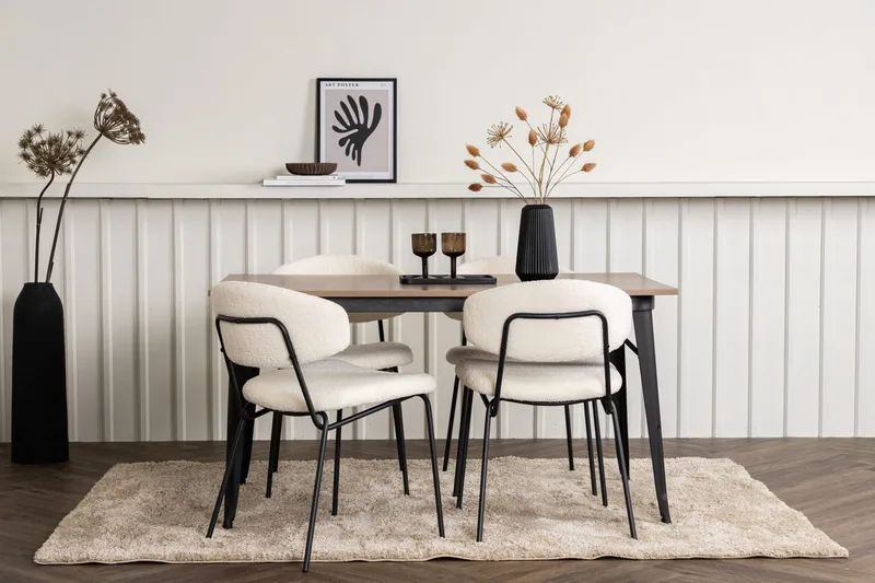 Ochovi spisebord 140 cm med 4 Chico spisestoler