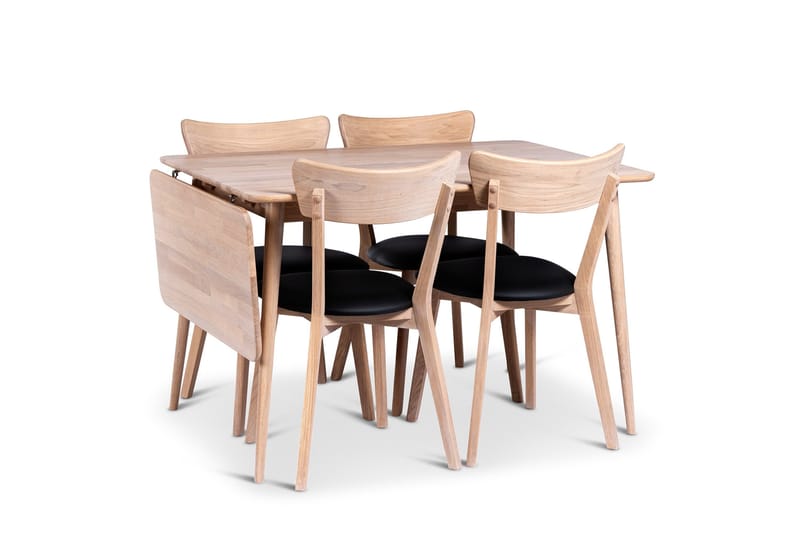 Odense Uttrekkbar Spisegruppe 120-160 cm med 4 Eksjö-stoler i massivt tre, Natur