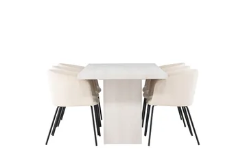 Olga Matgruppe 200 cm Rektangulær med 6 Berit Stoler - Beige - Møbler - Bord - Spisegruppe