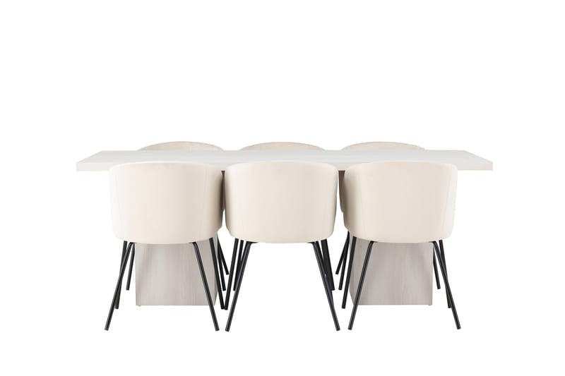 Olga Matgruppe 200 cm Rektangulær med 6 Berit Stoler, Beige