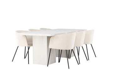 Olga Matgruppe 200 cm Rektangulær med 6 Berit Stoler - Beige - Møbler - Bord - Spisegruppe