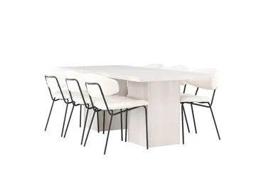 Olga Matgruppe 200 cm Rektangulær med 6 Chico Stoler - Hvid - Møbler - Bord - Spisegruppe