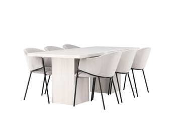 Olga Matgruppe 200 cm Rektangul ær med 6 Evelina Stoler - Hvid - Møbler - Bord - Spisegruppe