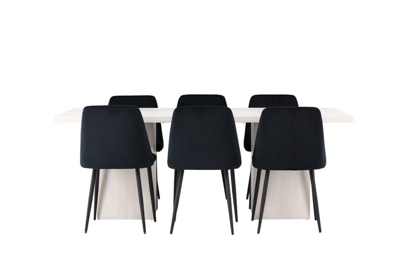 Olga Matgruppe 200 cm Rektangulær med 6 Night Stoler, Hvid