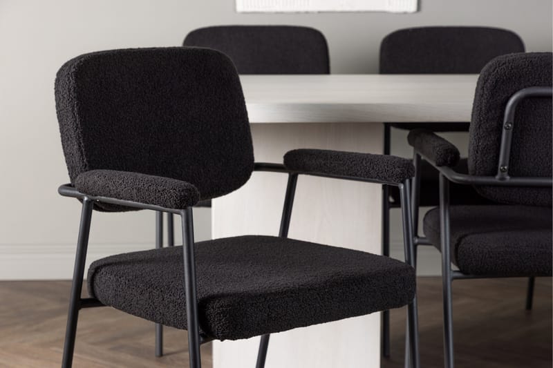 Olga Matgruppe 200 cm Rektangulær med 6 Yesterday Stoler - Sort - Møbler - Bord - Spisegruppe