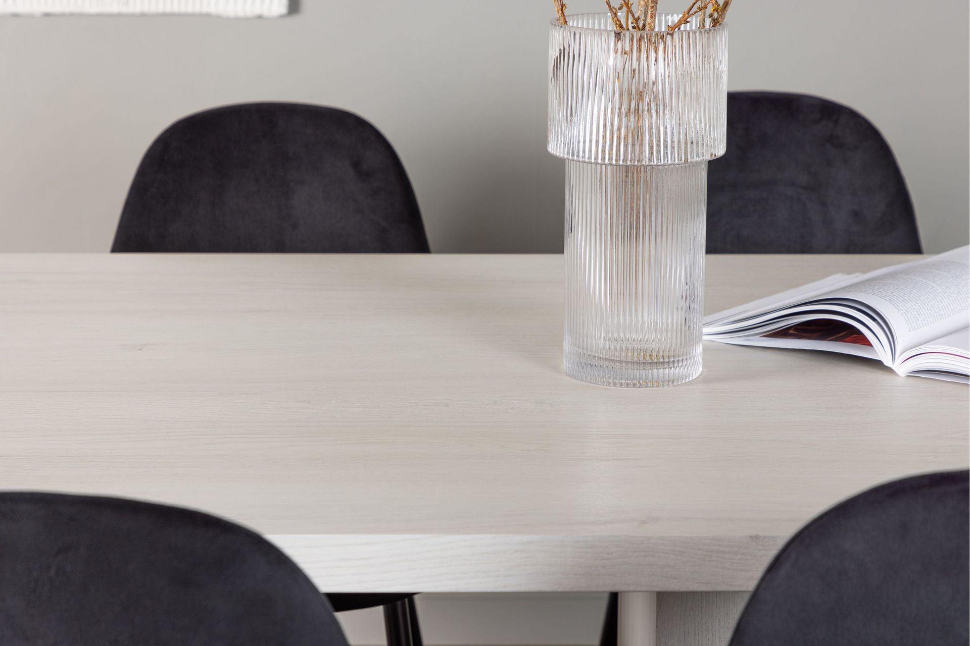 Olga Matgruppe 200 cm Rektangulær med 6 Polar Stoler - Sort - Møbler - Bord - Spisegruppe