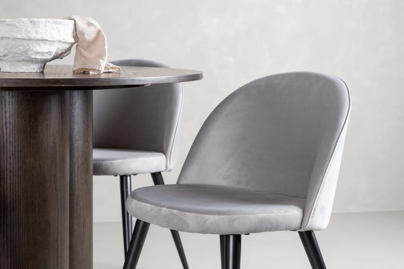 Olivero rundt spisebord 110 cm med 4 Velvet kjøkkenstoler i fløyel - Møbler - Bord - Spisegruppe