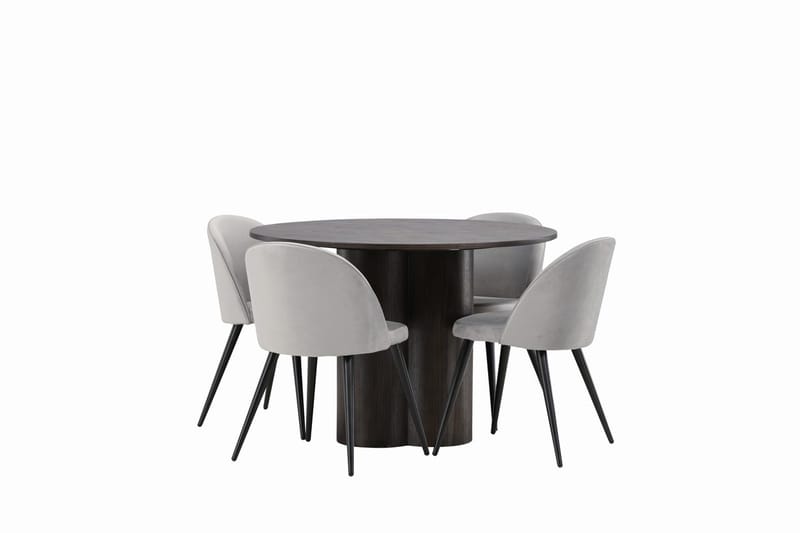 Olivero rundt spisebord 110 cm med 4 Velvet kjøkkenstoler i fløyel - Møbler - Bord - Spisegruppe