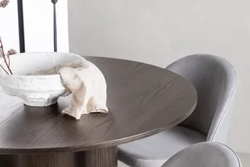 Olivero rundt spisebord 110 cm med 4 Velvet kjøkkenstoler i fløyel - Møbler - Bord - Spisegruppe