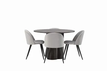 Olivero rundt spisebord 110 cm med 4 Velvet kjøkkenstoler i fløyel - Møbler - Bord - Spisegruppe