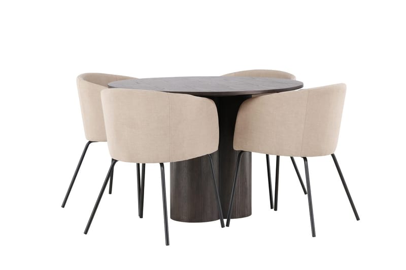 Olivero Spisebord 110 cm Rundt med 4 Berit Armstoler med Armlener - Møbler - Bord - Spisegruppe