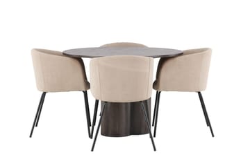 Olivero Spisebord 110 cm Rundt med 4 Berit Armstoler med Armlener - Møbler - Bord - Spisegruppe