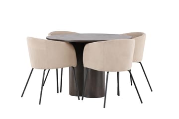 Olivero Spisebord 110 cm Rundt med 4 Berit Armstoler med Armlener - Møbler - Bord - Spisegruppe