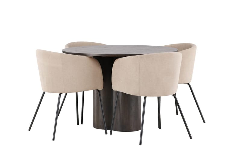 Olivero Spisebord 110 cm Rundt med 4 Berit Armstoler med Armlener - Møbler - Bord - Spisegruppe