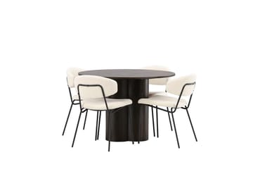 Olivero spisebord 110 cm rundt med 4 Chico spisestoler - Møbler - Bord - Spisegruppe