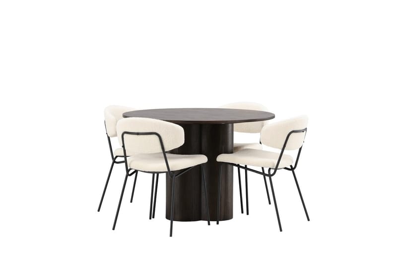 Olivero spisebord 110 cm rundt med 4 Chico spisestoler - Møbler - Bord - Spisegruppe